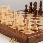Tournament Board Included In A Wooden Chess Collection With Classic Pieces