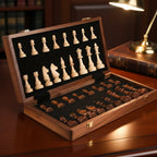 Tournament Board Included In A Wooden Chess Collection With Classic Pieces