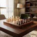Tournament Board Included In A Wooden Chess Collection With Classic Pieces