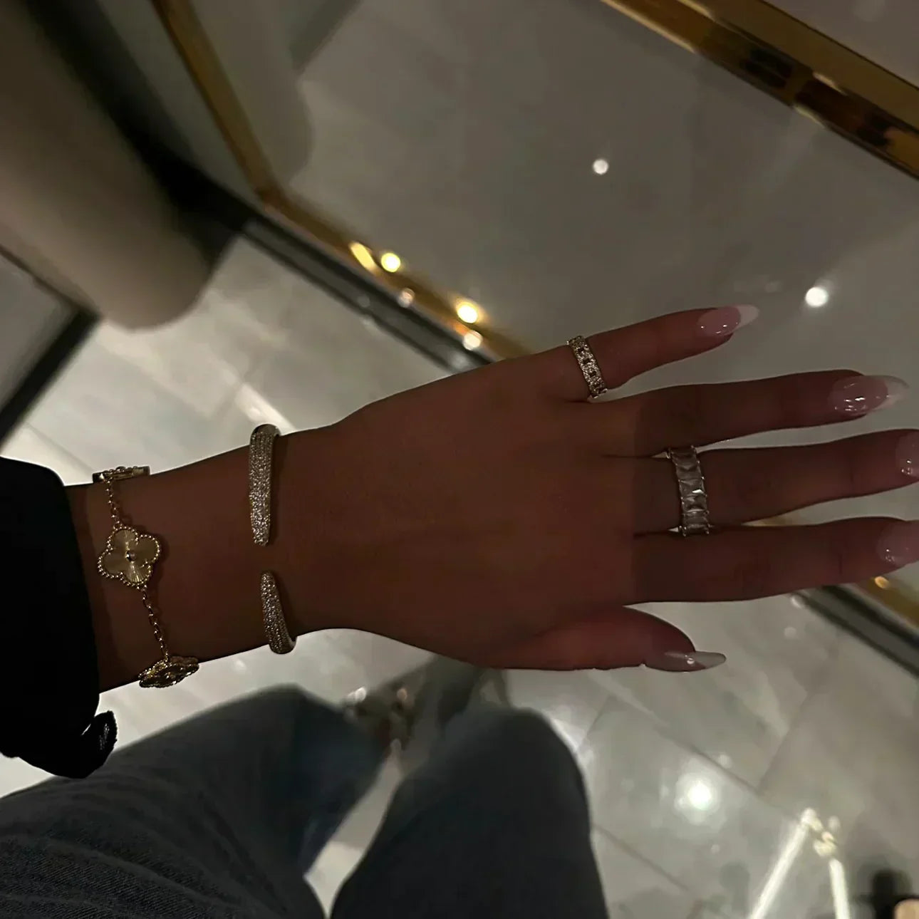 Aurelle Amber Clover nyaklánc, karkötő és fülbevaló szett