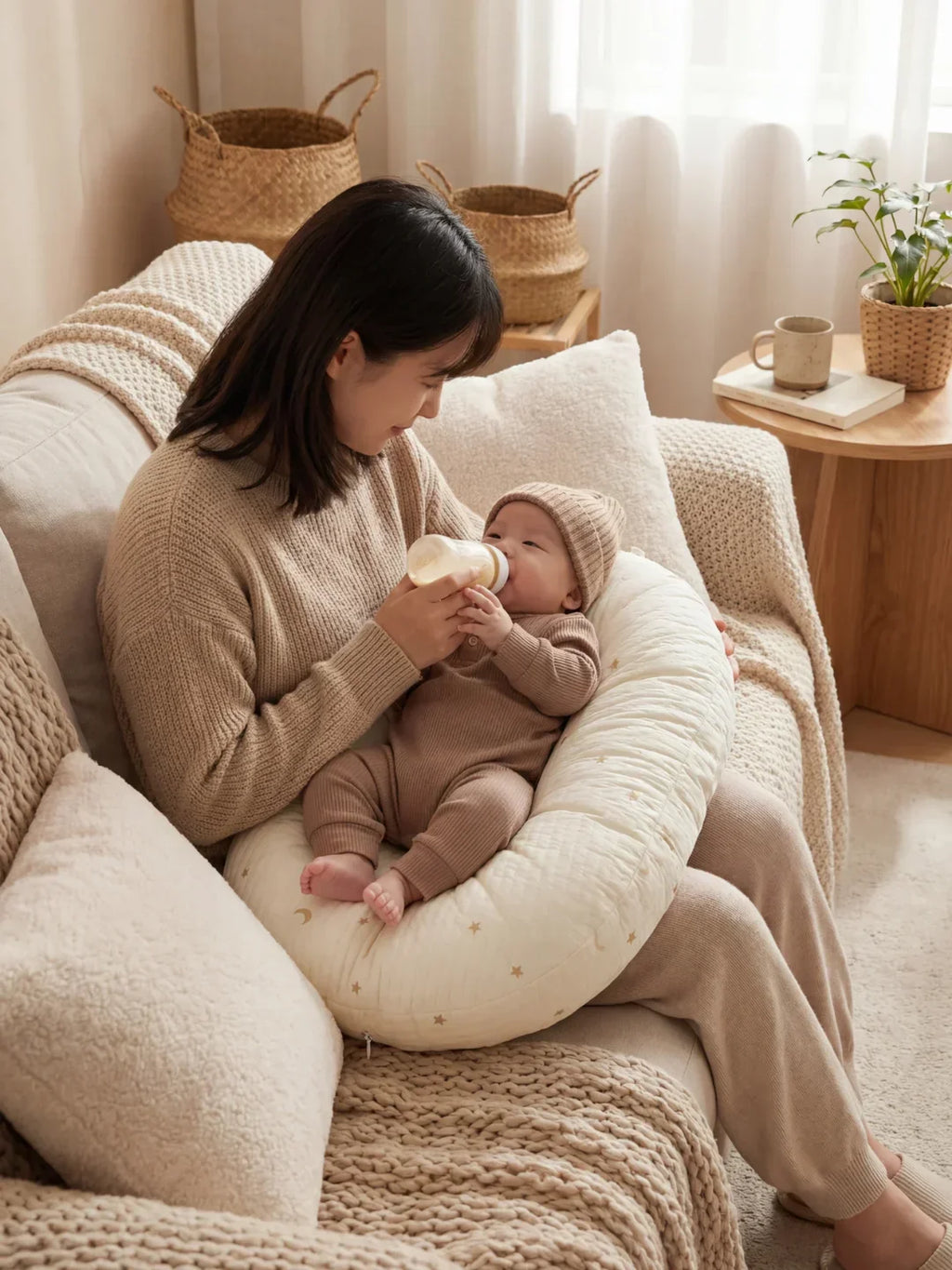 Quilted Nursing Pillow for Comfortable Feeding