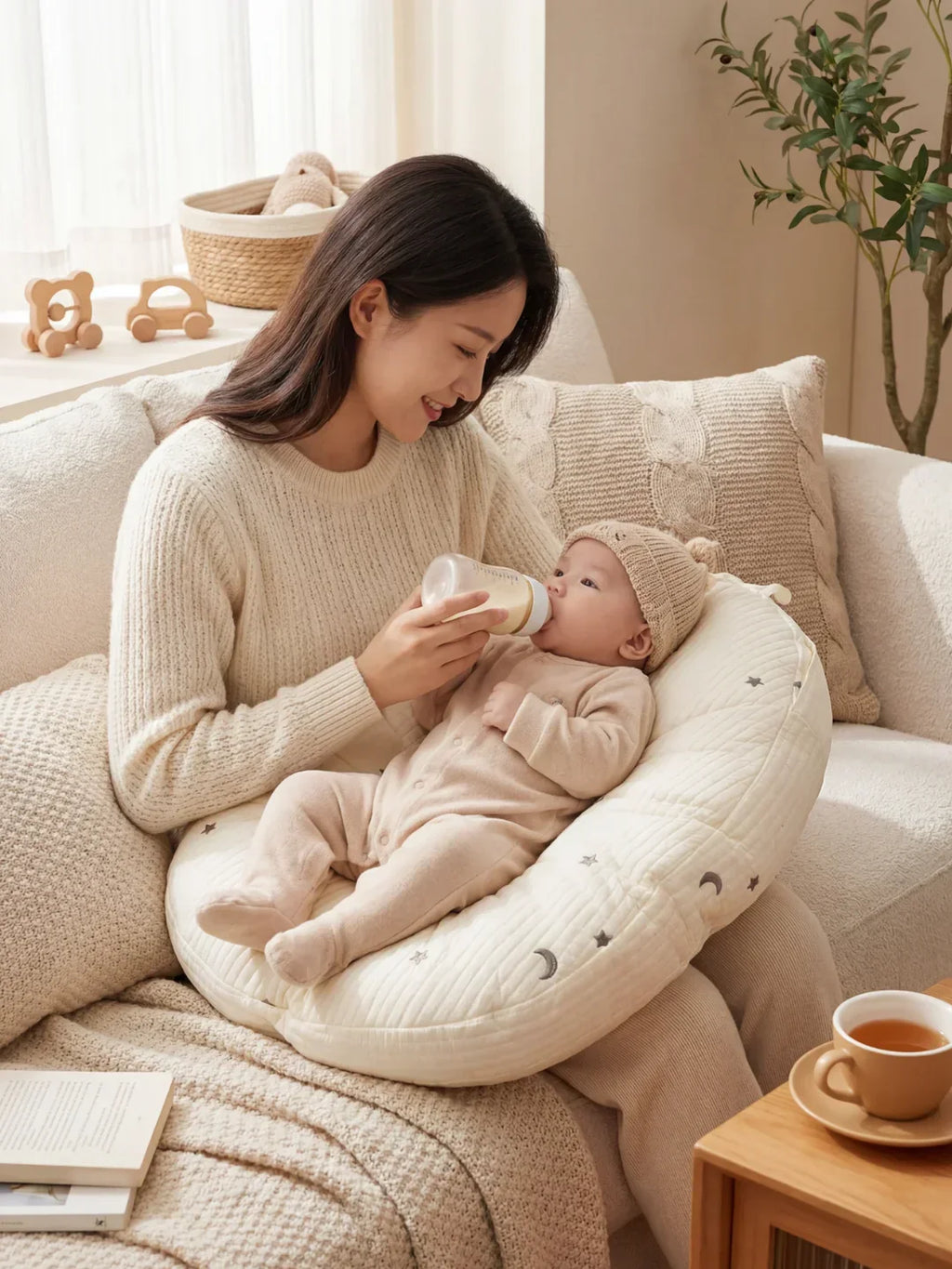 Quilted Nursing Pillow for Comfortable Feeding
