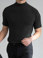 Herre T-skjorte med Slim-Fit og Høy Hals for Moderne Casual Stil