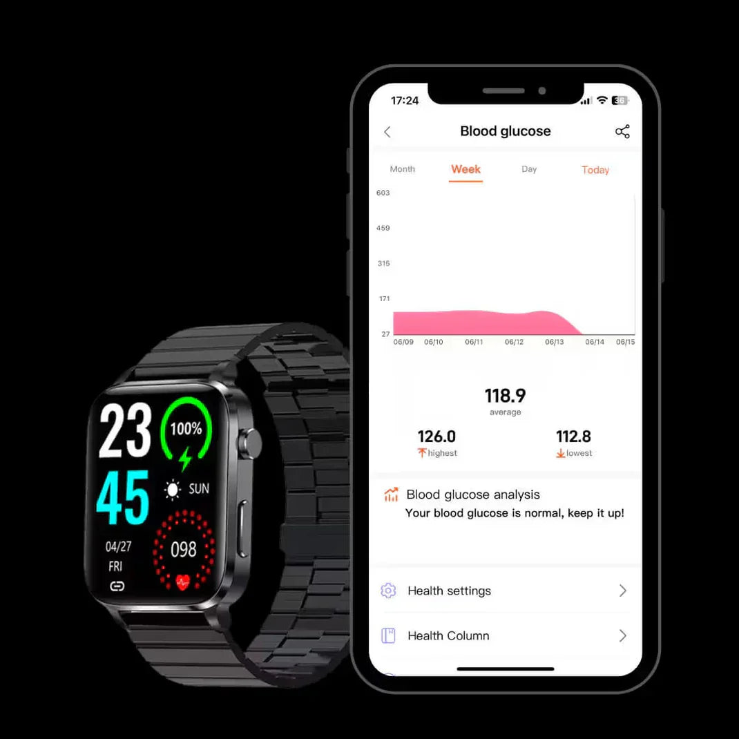 VitaSense Glucose Watch Noninvasive Wellness Tracker Daily Sugar Monitoring