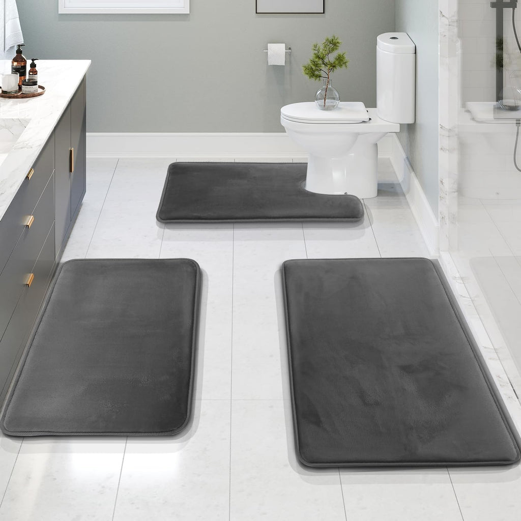 Set Tikar Mandi Buih Memori LuxeCloud Dengan Anti-Selip, 3-Keping