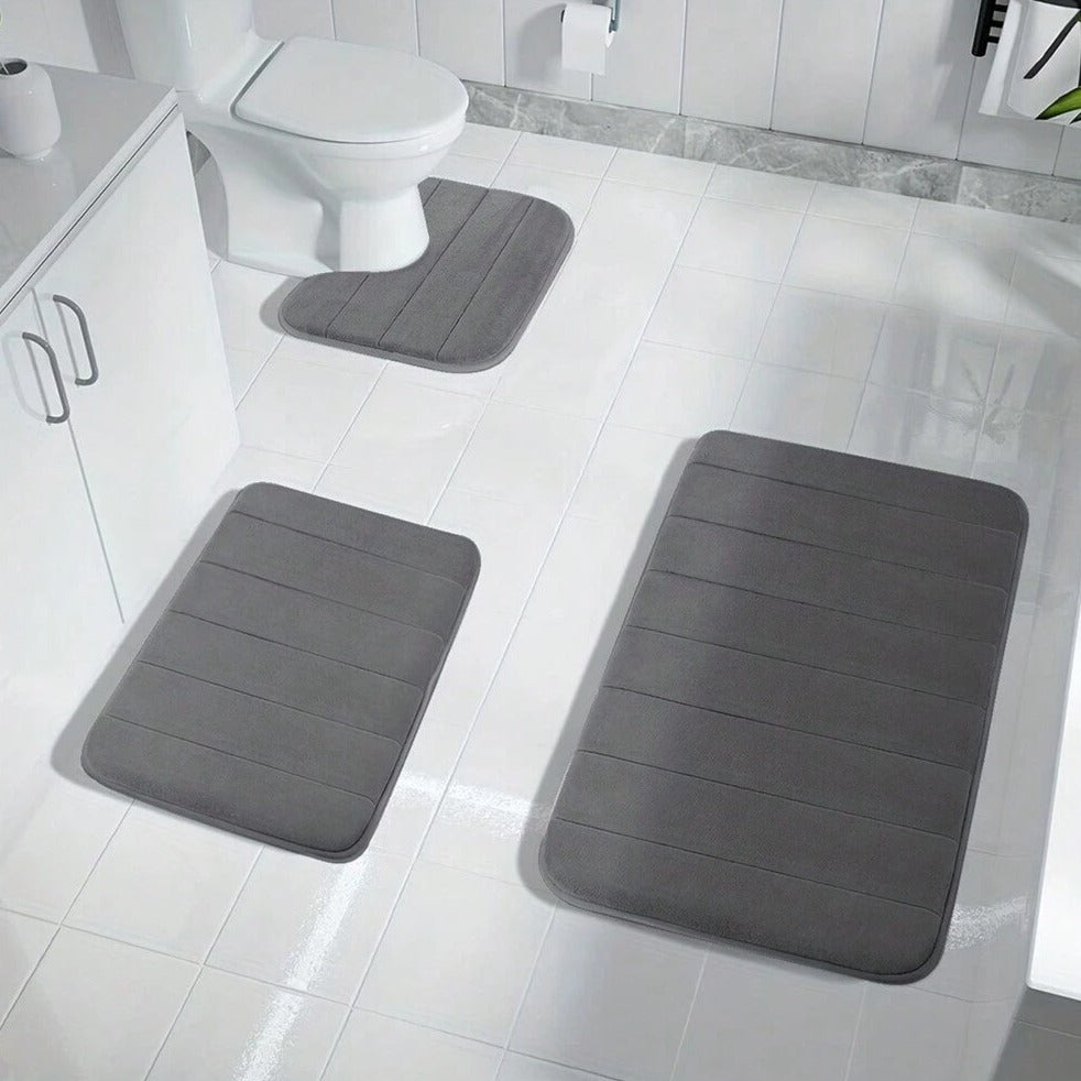 CloudStride 3 Piece Memory Foam Bath Mats Non Slip