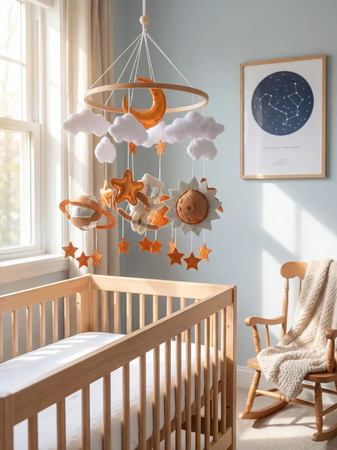 Compact Wooden Baby Mobile & Support Arm Set