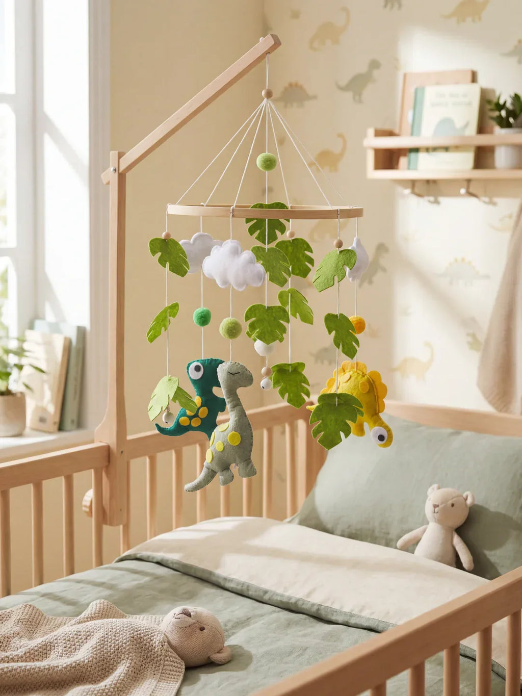 Minimalist Wooden Baby Crib Mobile with Arm