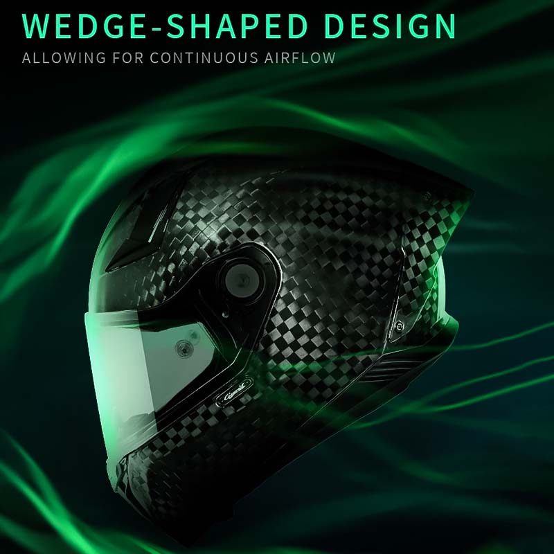 Riders Carbon Fiber Helmet, Lightweight Full Face Design, DOT ECE Approved