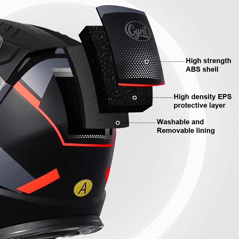 Casco modulare con doppia visiera ribaltabile, certificazione DOT ed ECE e fodera removibile