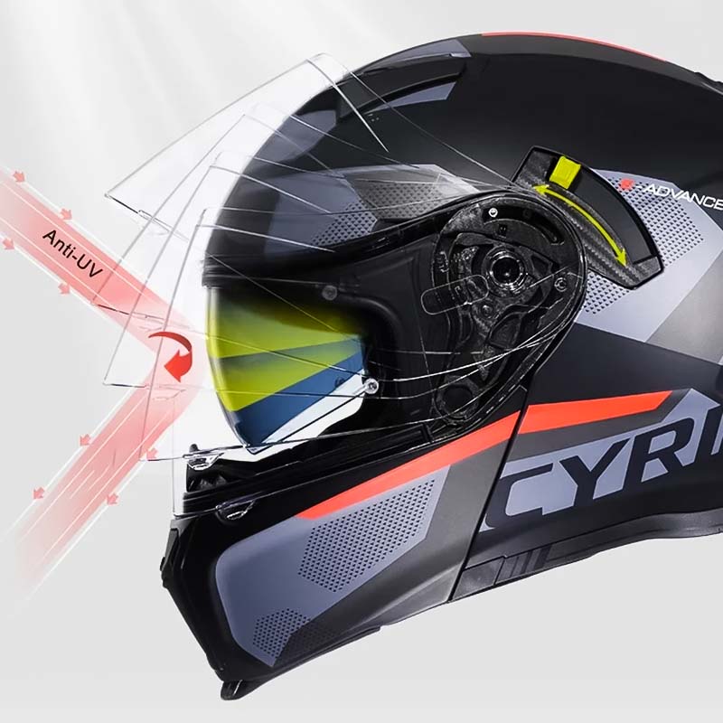 Casco modulare con doppia visiera ribaltabile, certificazione DOT ed ECE e fodera removibile