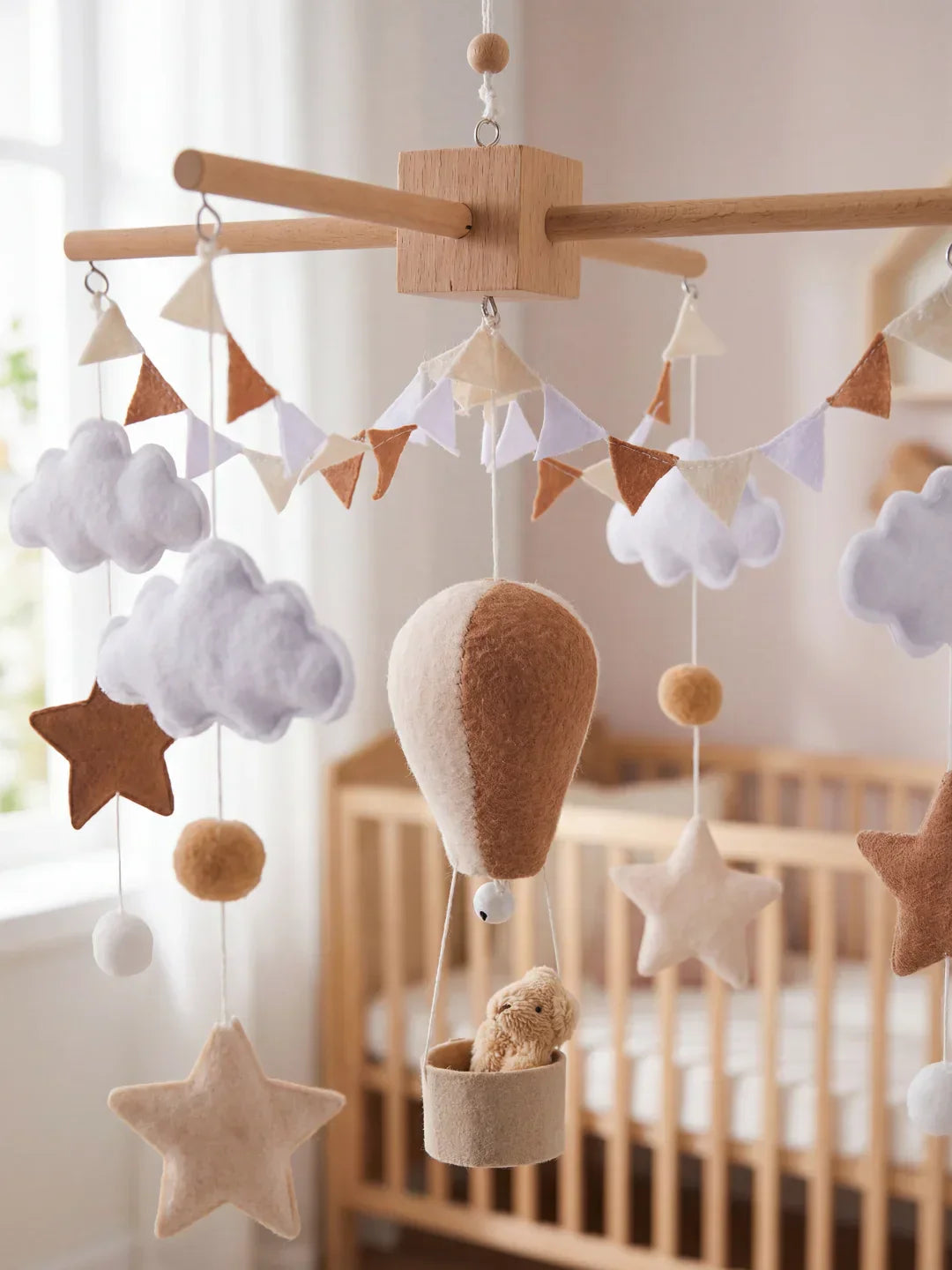 Compact Wooden Baby Mobile & Support Arm Set