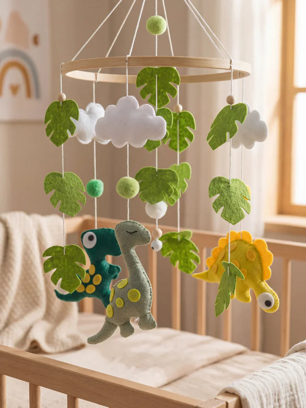 Compact Wooden Baby Mobile & Support Arm Set