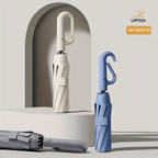 Ombrello Pieghevole Automatico AerisGuard con Manico a Fibbia Antivento per Ogni Condizione Climatiche