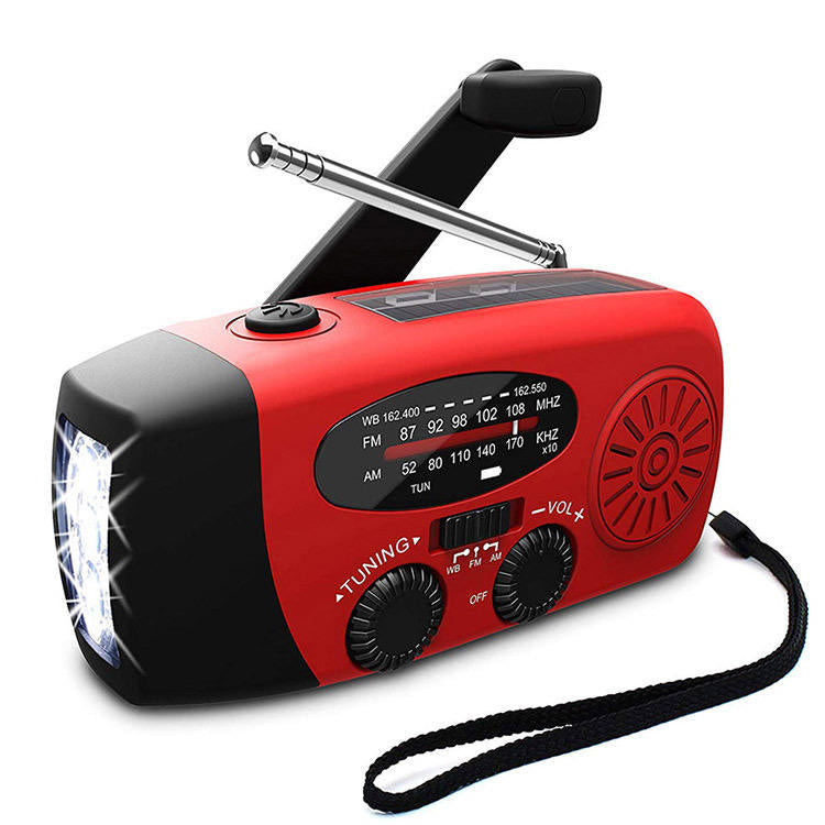Radio de manivela manual con energía solar LifeSaver y banco de energía de respaldo para exteriores
