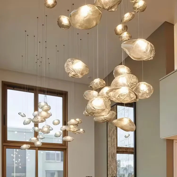 Luminara Aluminum Frame Glass Chandelier For Modern Interiors Cascade