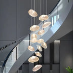 Żyrandol Luminara z aluminiową ramą i szklanymi elementami do nowoczesnych wnętrz Cascade