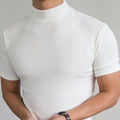Herre T-skjorte med Slim-Fit og Høy Hals for Moderne Casual Stil