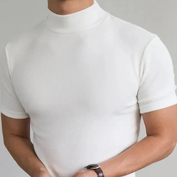 Men's Tee With Slim-Fit High-Neck For Modern Casual Style