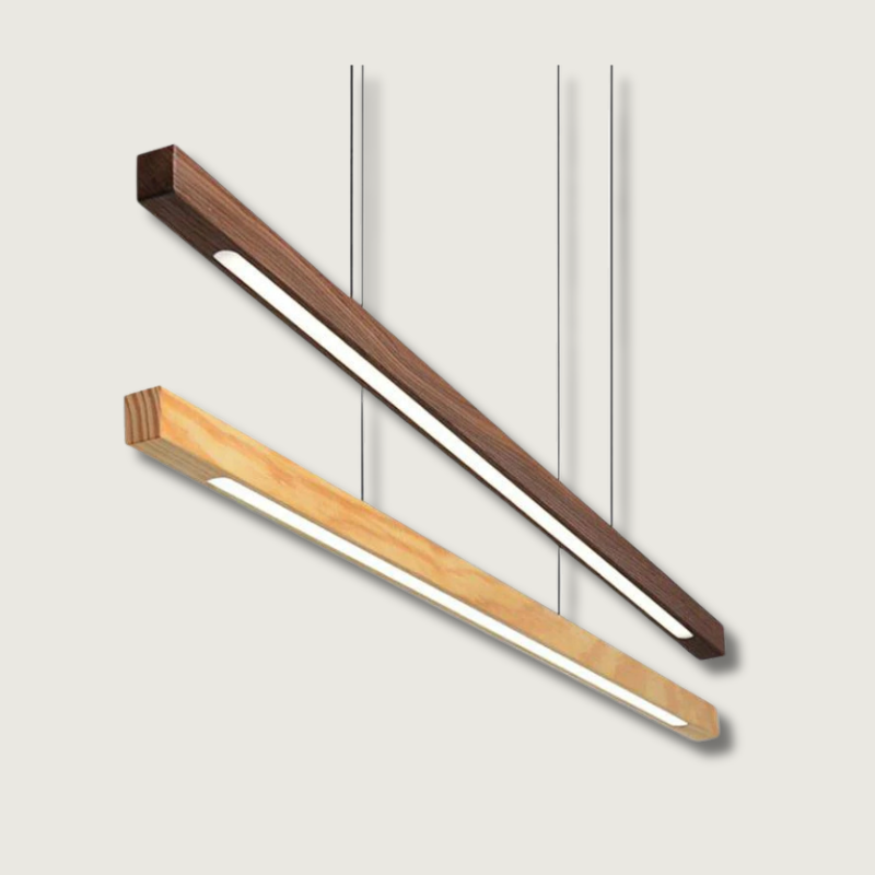SolaraWood Adjustable LED Wood Pendant Light For Dining Rooms