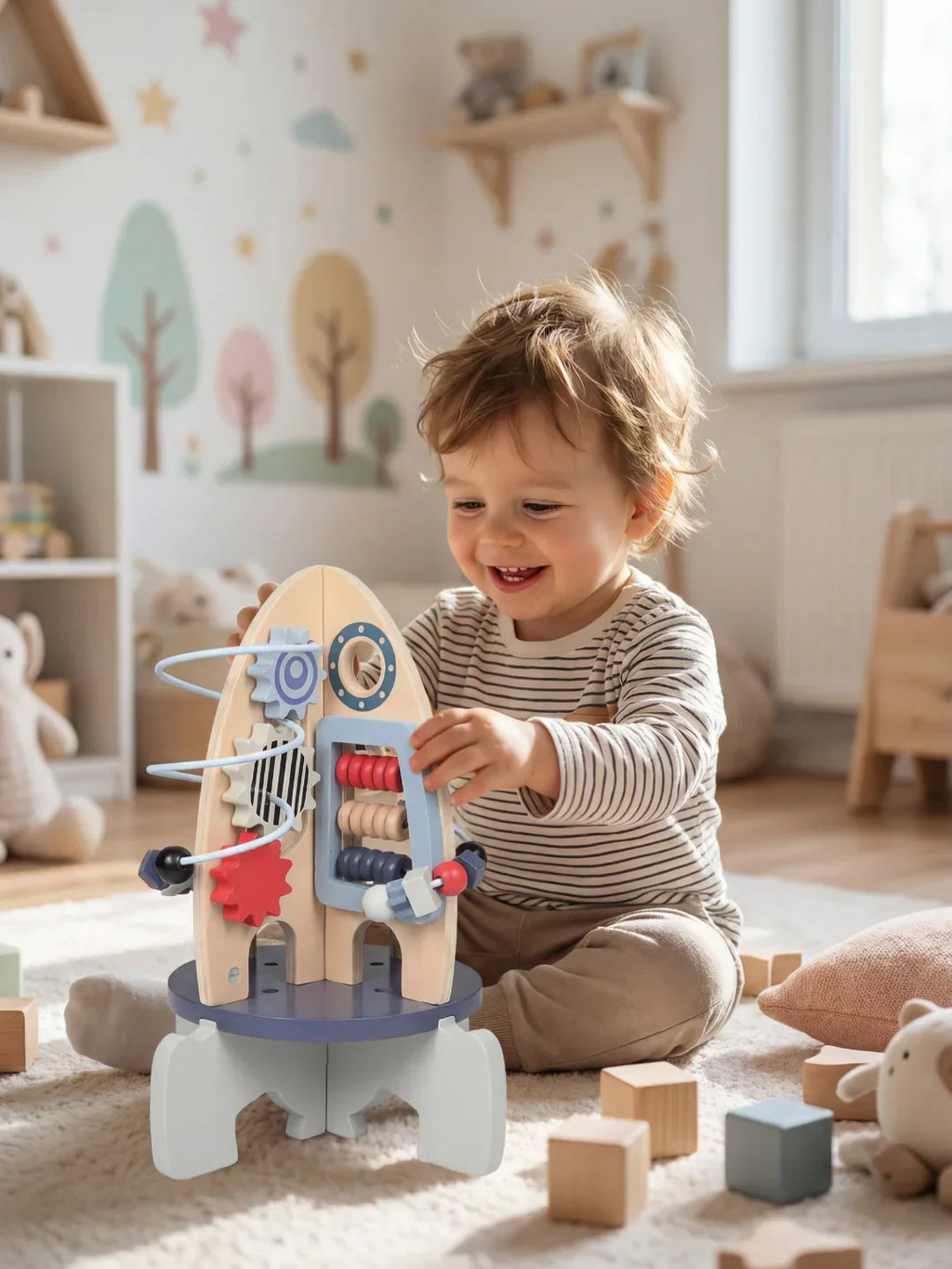 Wooden Space Rocket Baby Activity Center