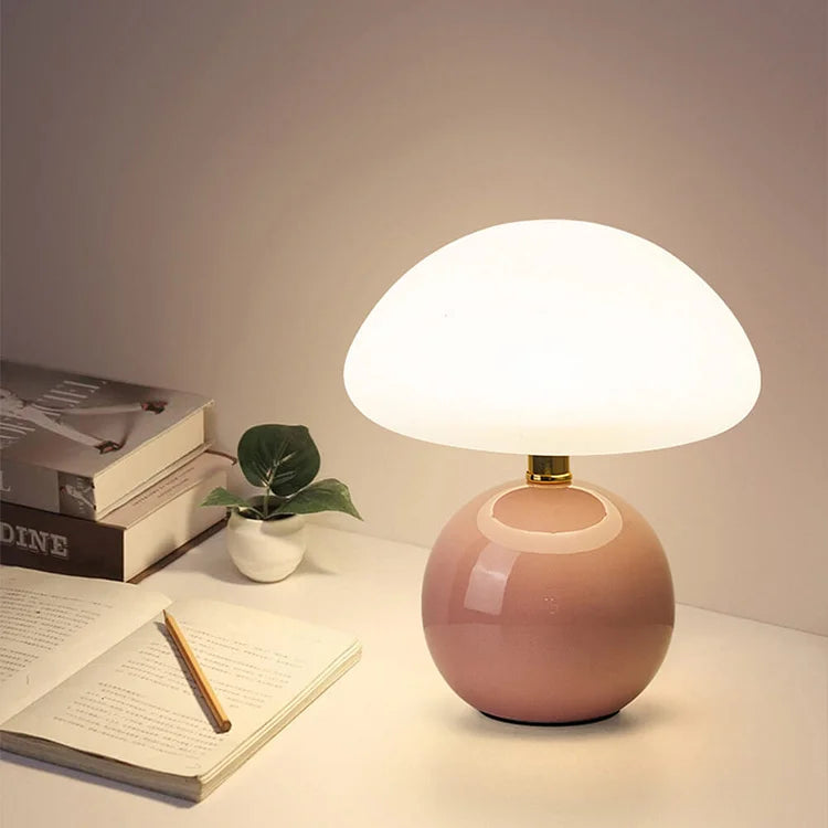 Lyvara krém kerámia gomba lámpa PVC Bauhaus stílusban