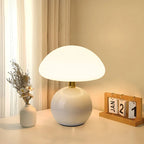 Lyvara Cream Ceramic Mushroom Lamp With PVC Bauhaus Style