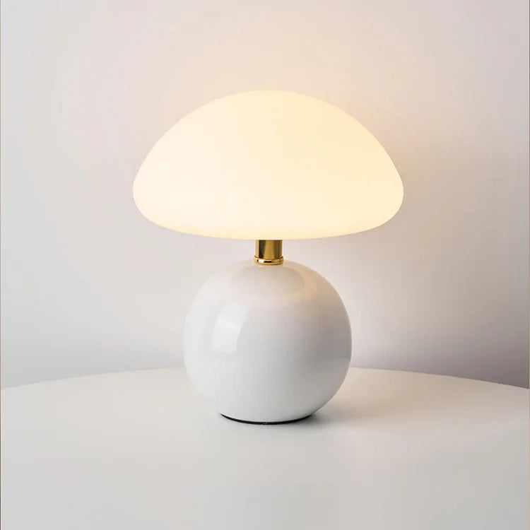 Lampă Calvryn cu ciupercă cremă în stil vintage Bauhaus pentru living