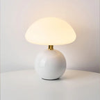 Lyvara Cream Ceramic Mushroom Lamp With PVC Bauhaus Style