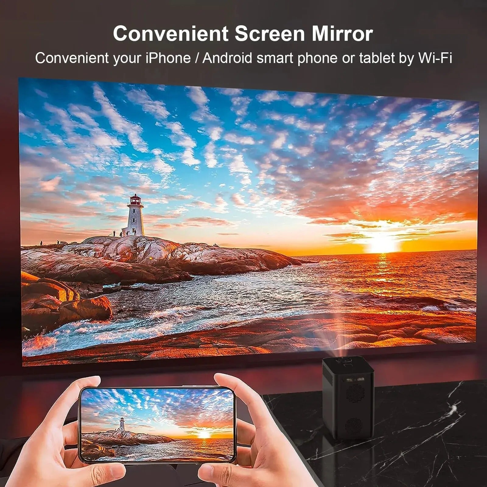 Android 4K WiFi Taşınabilir Projektör Ev Sineması İçin