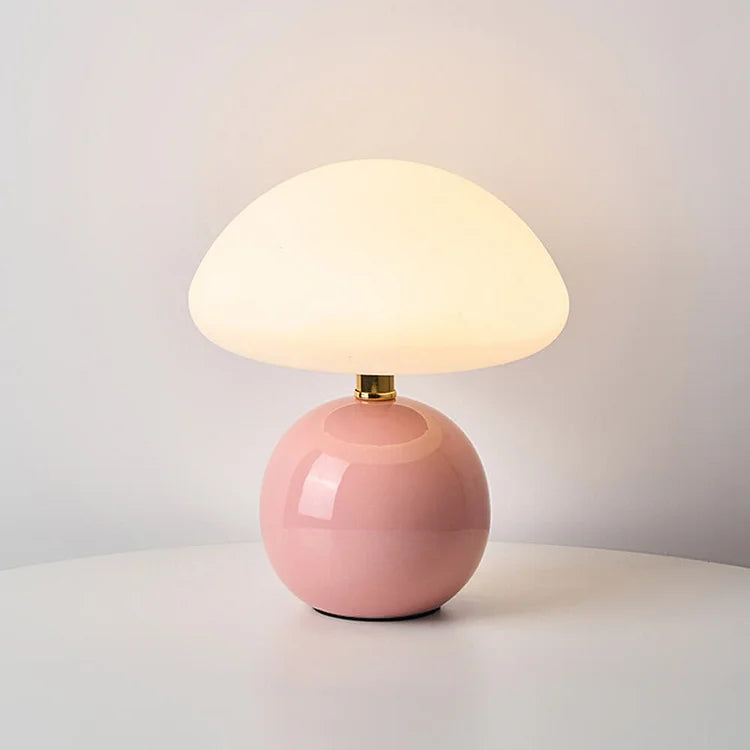 Lyvara krém kerámia gomba lámpa PVC Bauhaus stílusban