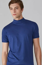 Herre T-skjorte med Slim-Fit og Høy Hals for Moderne Casual Stil
