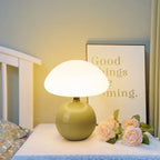 Lyvara Cream Ceramic Mushroom Lamp With PVC Bauhaus Style