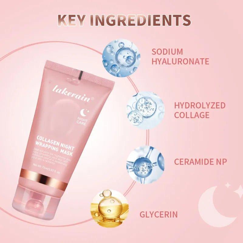 Maschera Notte al Collagene con Ceramide Idratante per Tutti i Tipi di Pelle