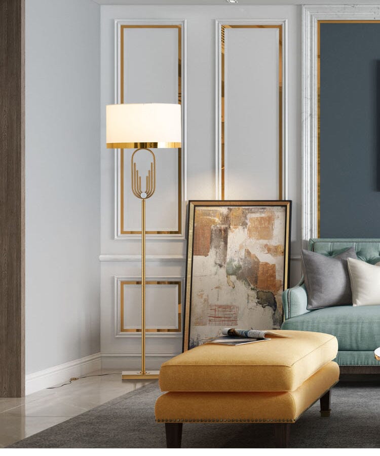 Lampada da terra in stile Art Deco con finitura oro Aurelia per interni eleganti