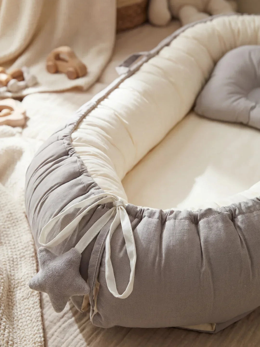 Breathable Cotton Baby Nest with Protective Bumpers