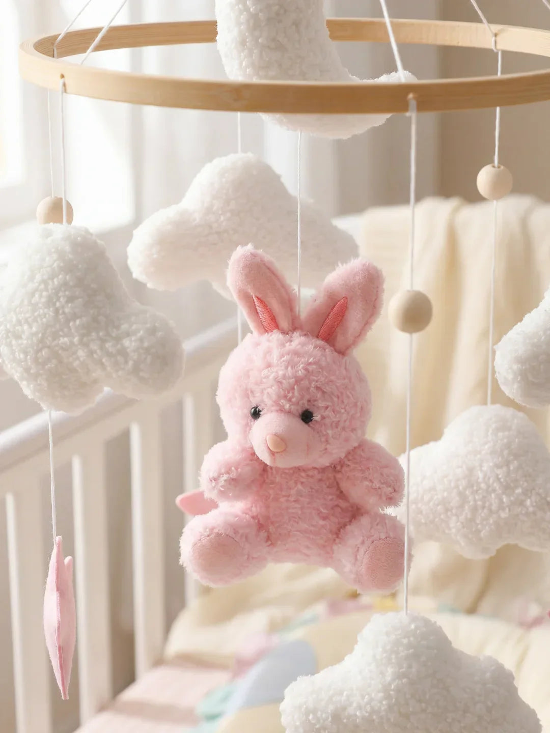 Minimalist Wooden Baby Crib Mobile with Arm