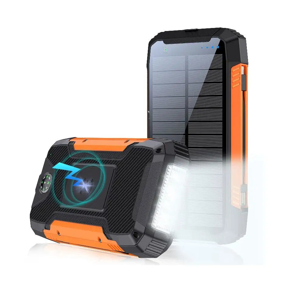 EclipseVolt 30 000 mAh vanntett solcellepowerbank med to USB-porter og Qi trådløs ladeplate
