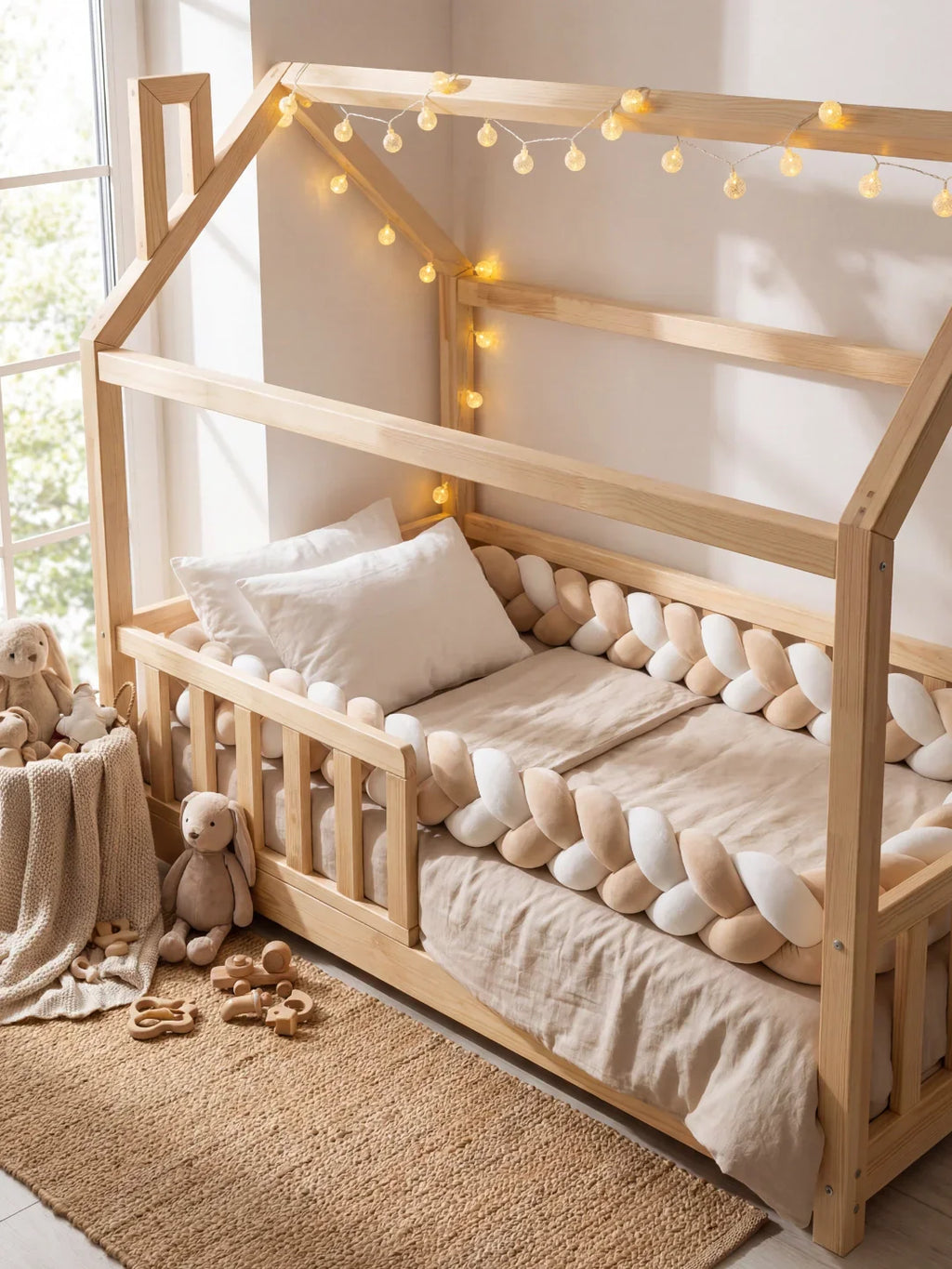 Premium Two-Tone Braided Baby Crib Bumper