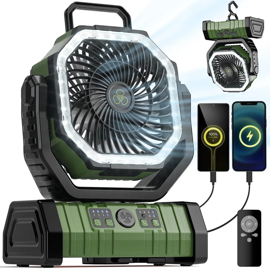 Ventilateur de camping portable rechargeable avec batterie externe LED 20000mAh