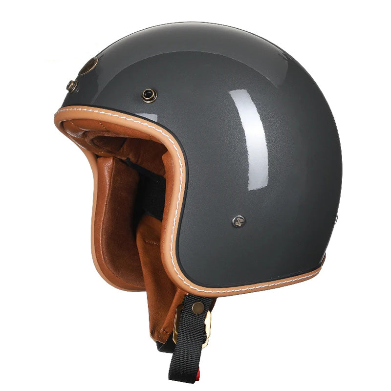 Casco per moto stile vintage a profilo basso con certificazioni DOT ed ECE
