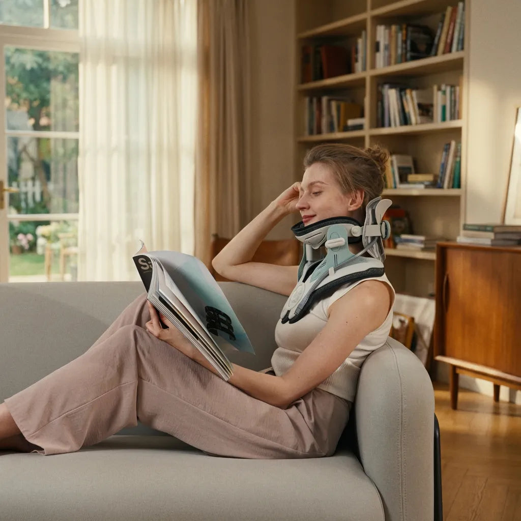Collar Inflable para Cuello con Sistema de Aire de Ocho Cámaras y Estiramiento Ergonómico de 26 Grados