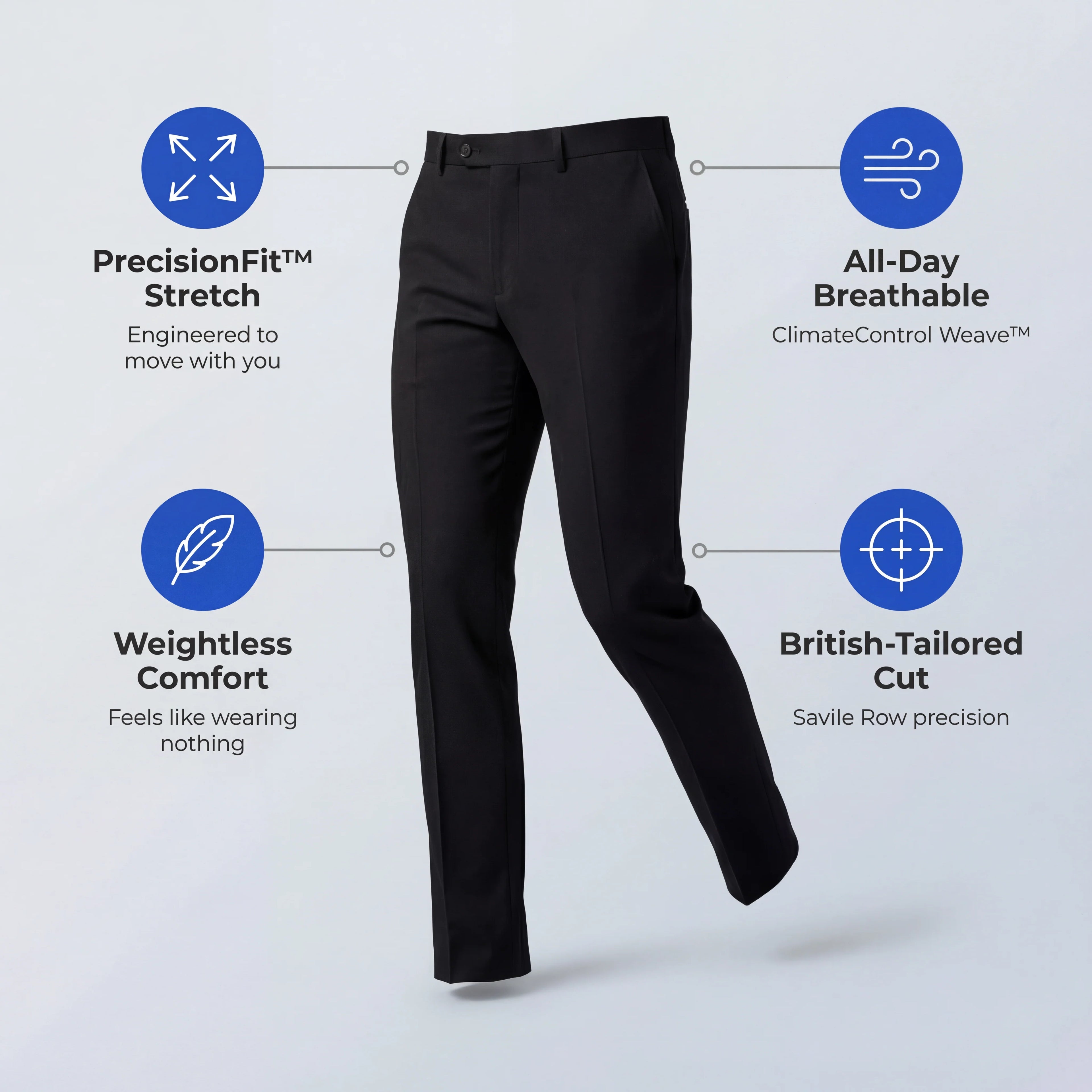 FormaFlex Precision Trousers – Wrinkle-Resistant 4-Way Stretch Dress Pants
