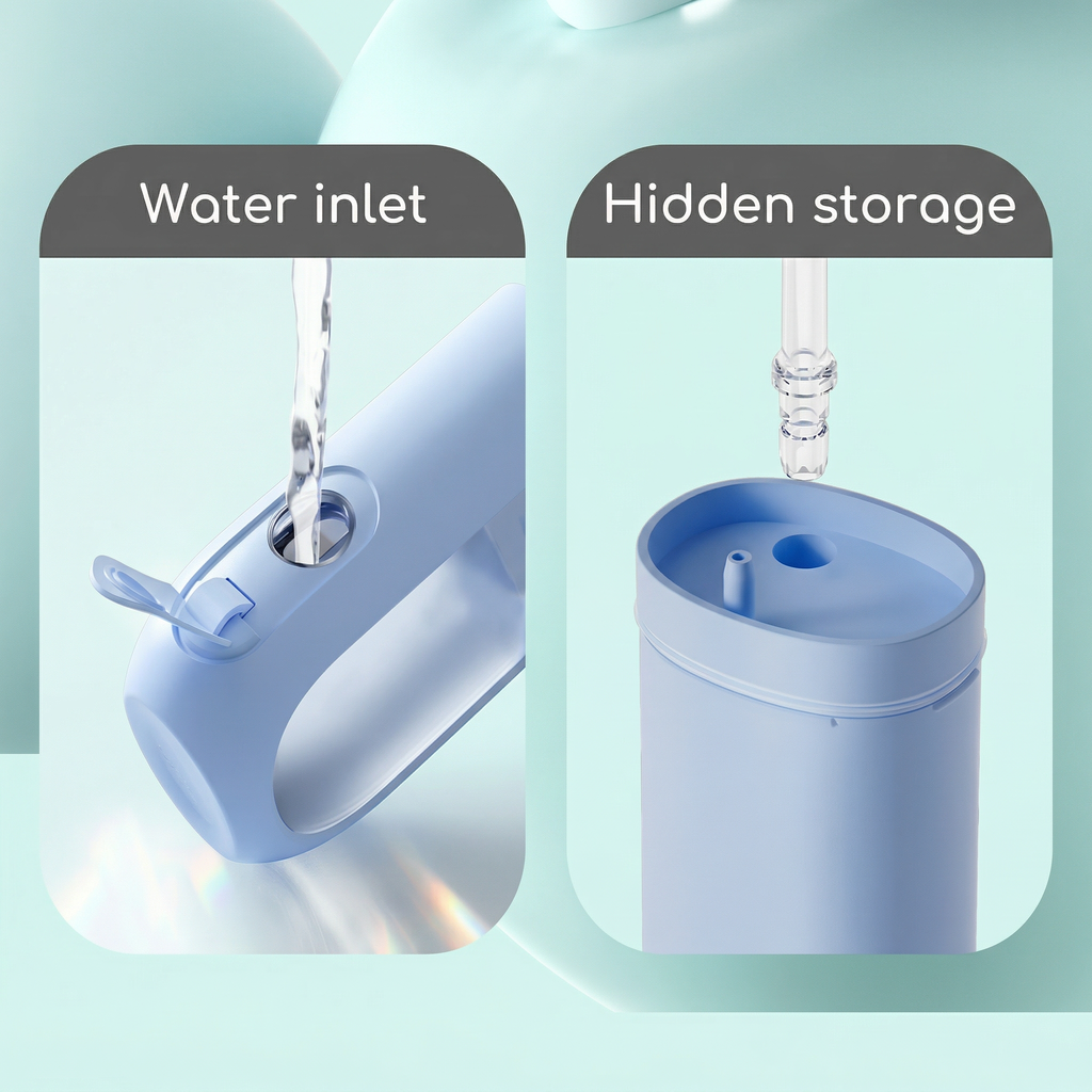 Tragbarer Wasserflosser und Aufhellungsset zur Zahnreinigung