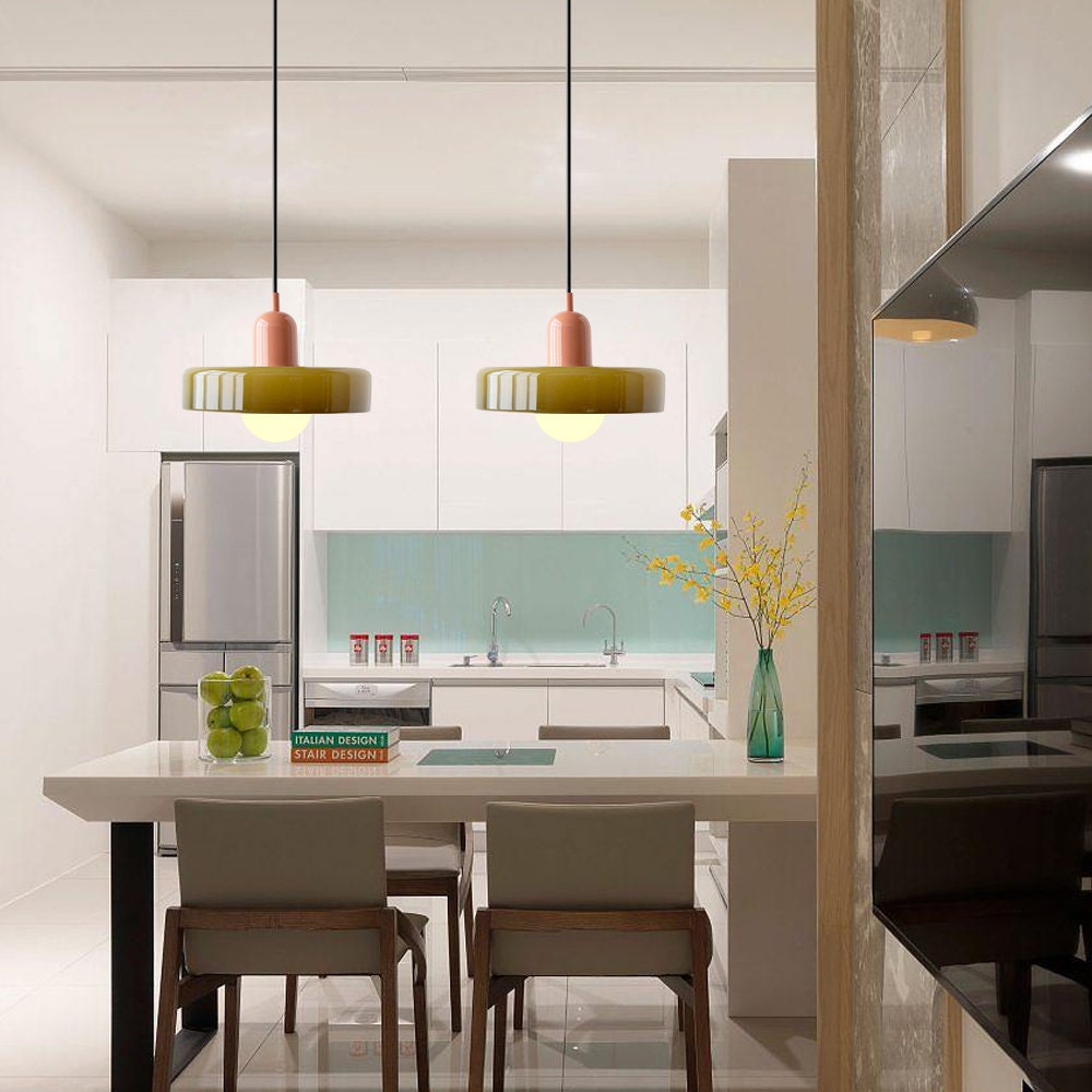 Liora Bauhaus Glass Pendant Light With Height Adjustment