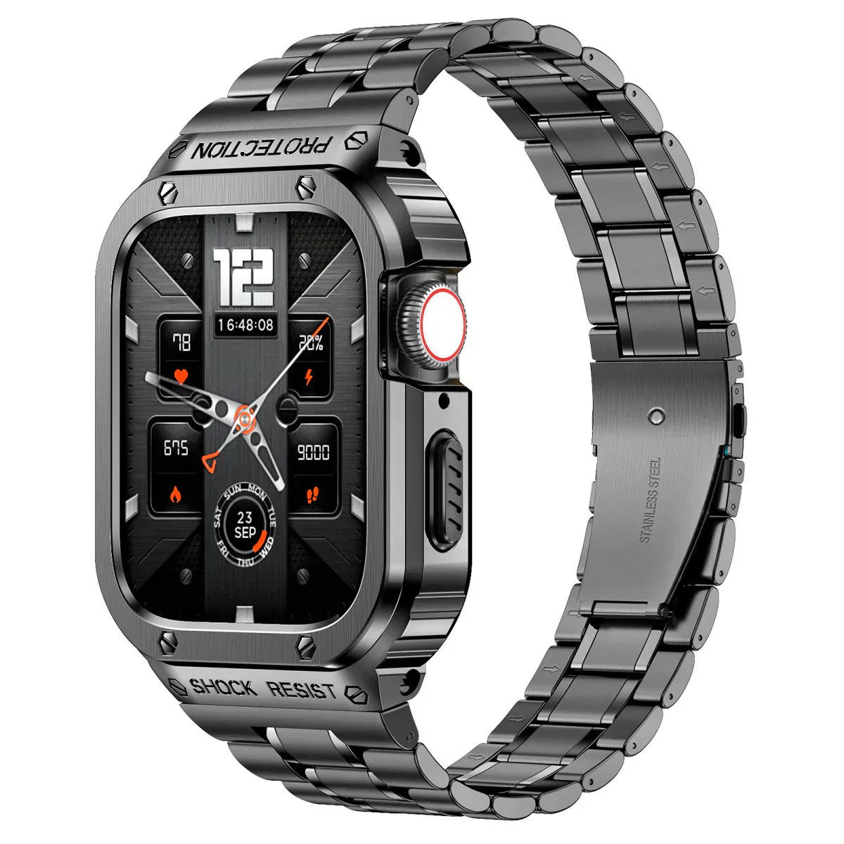 Alera Apple Watch armband i rostfritt stål med skyddande fodral