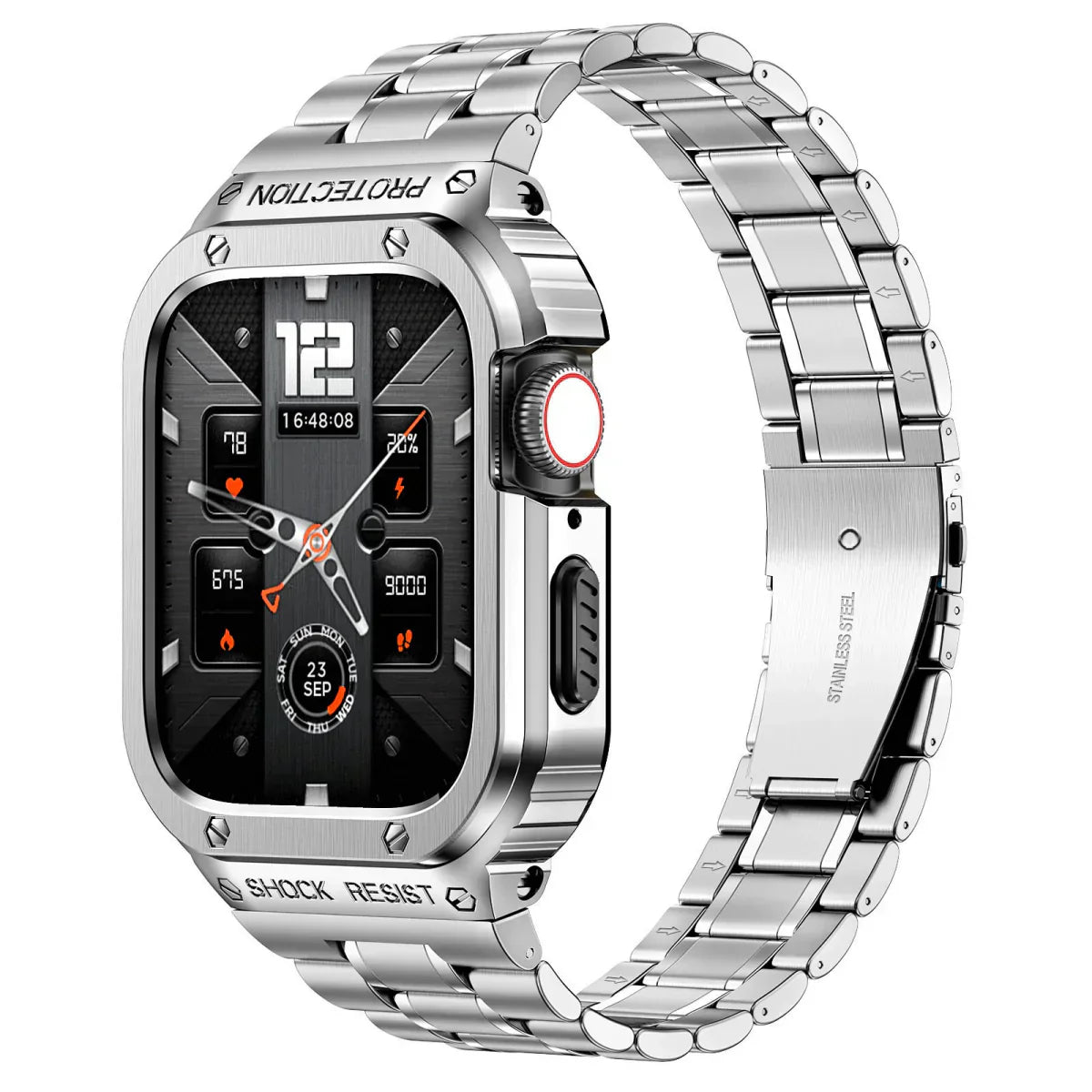 Alera Apple Watch armband i rostfritt stål med skyddande fodral