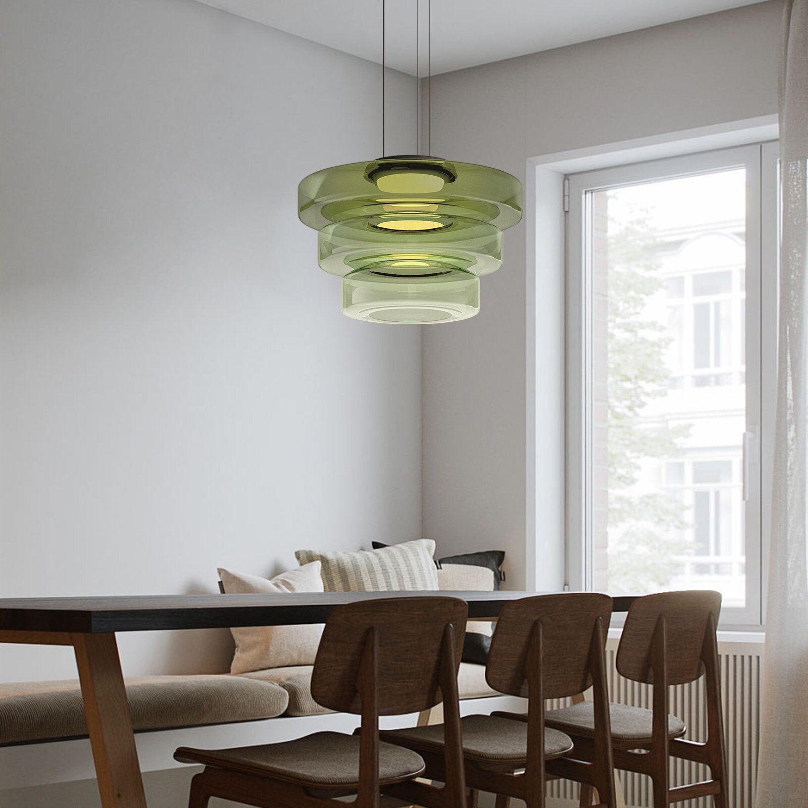 Asteron Pendant Light With Glass Ceiling Lamp In Bauhaus Style