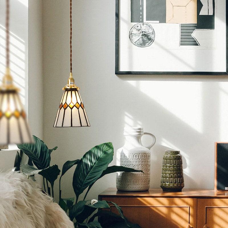 Mirella vintage závěsné svítidlo s vitrážovým sklem a LED žárovkou