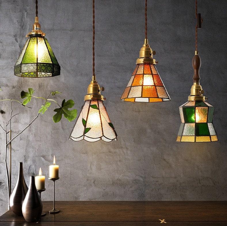 Mirella vintage závěsné svítidlo s vitrážovým sklem a LED žárovkou